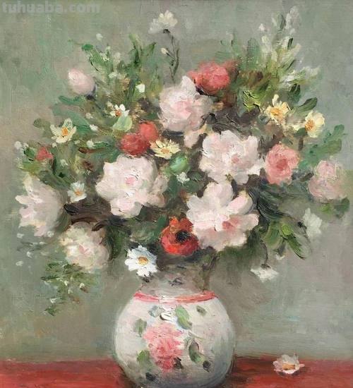 静物花束油画欣赏,法国印象派画家Marcel Dyf
