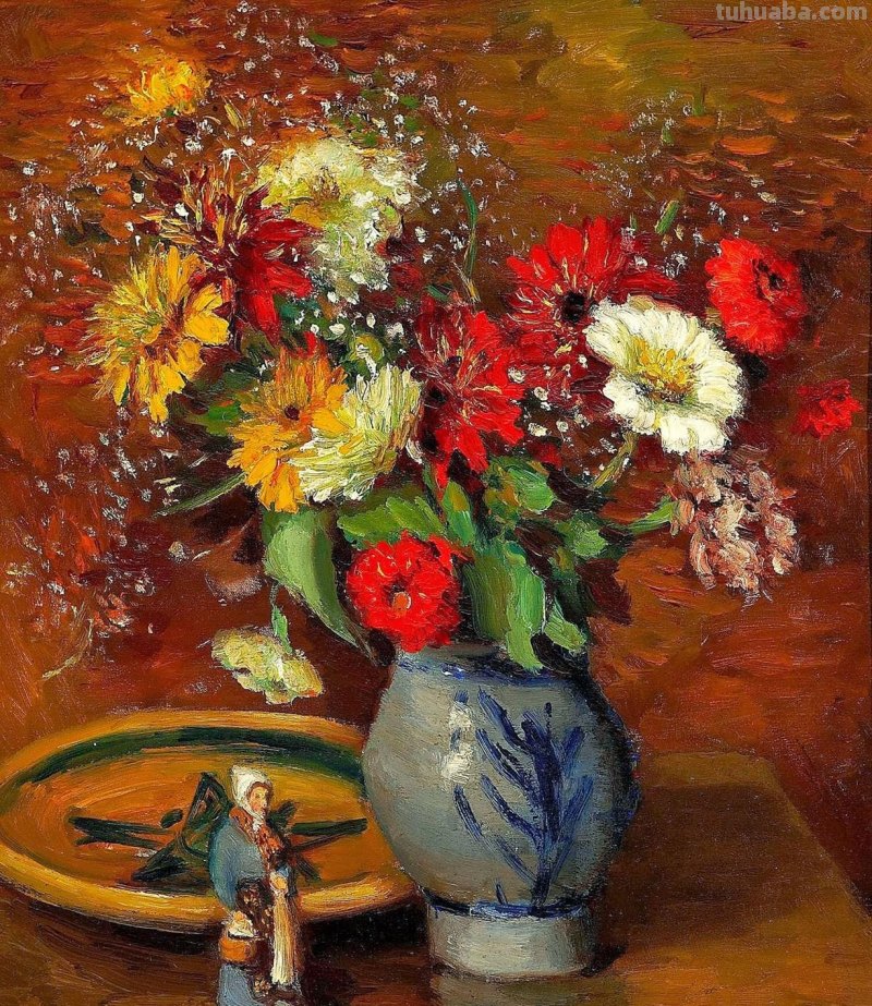 静物花束油画欣赏，法国印象派画家Marcel Dyf