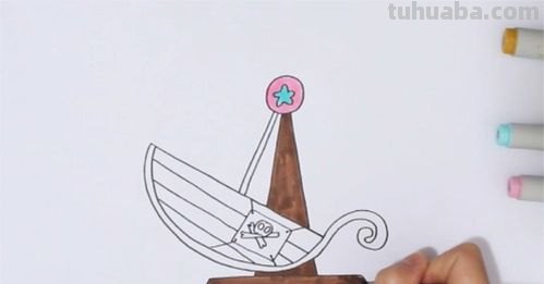 简笔画小船怎么画 怎么画公园游乐设施海盗船卡通简笔画教程?