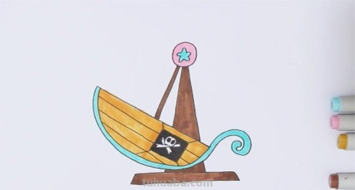 简笔画小船怎么画 怎么画公园游乐设施海盗船卡通简笔画教程？