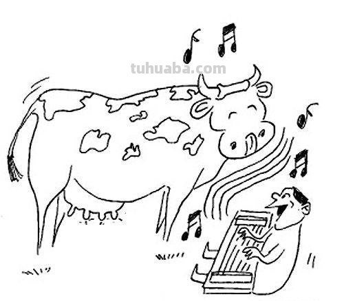 简笔画牛怎么画 如何画成语故事对牛弹琴卡通儿童简笔画教程?