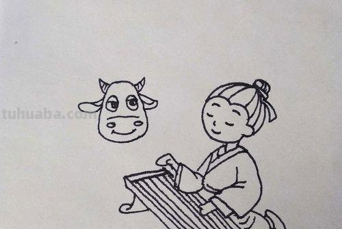 简笔画牛怎么画 如何画成语故事对牛弹琴卡通儿童简笔画教程?