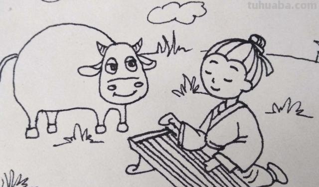 简笔画牛怎么画 如何画成语故事对牛弹琴卡通儿童简笔画教程? 简笔画牛怎么画 如何画成语故事对牛弹琴卡通儿童简笔画教程?