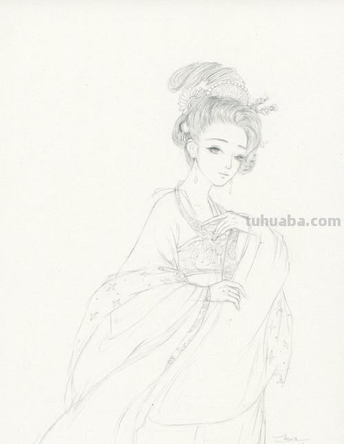 古风美人速写 画古风仙气十足汉服素描？