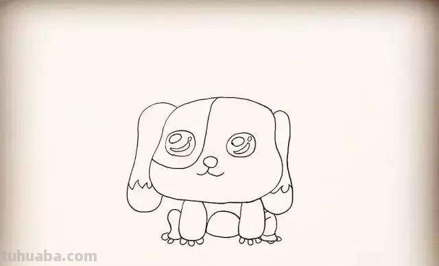 小狗简笔画，步骤齐全，一看就会