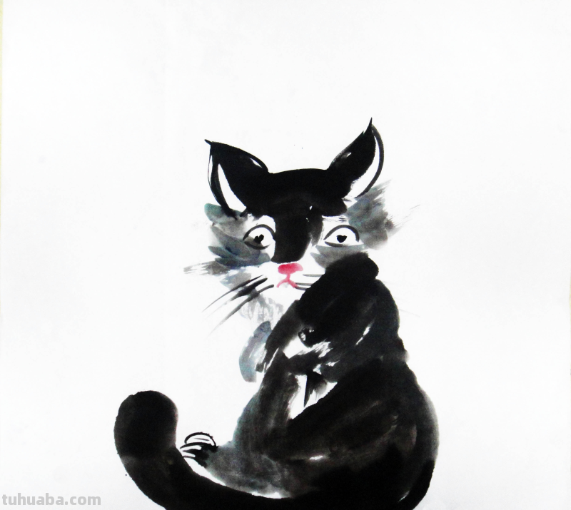 儿童创意美术课题《馋嘴的猫咪》，水墨画确实漂亮又写意啊！