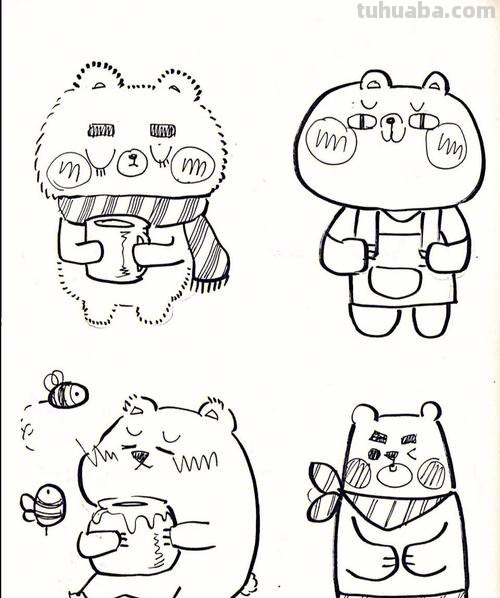 一组可爱的小动物手帐简笔画素材（动物类）