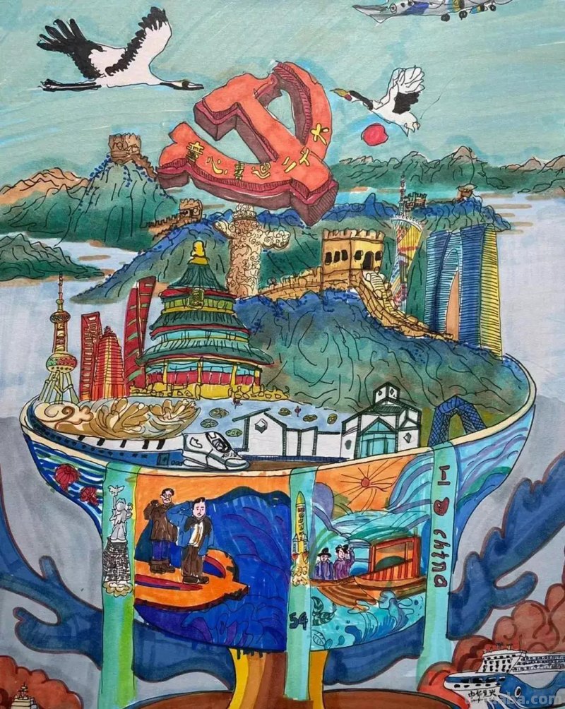 55张最新喜迎二十大主题绘画+手抄报，备课必备资料！经典收藏哦