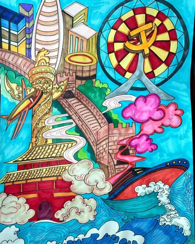 55张最新喜迎二十大主题绘画+手抄报，备课必备资料！经典收藏哦