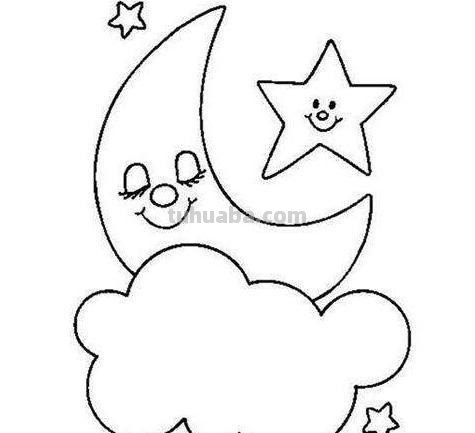 月亮怎么画简笔画 一年级教画夜晚星星和月亮？