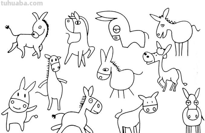 驴子简笔画 马与驴子简笔画