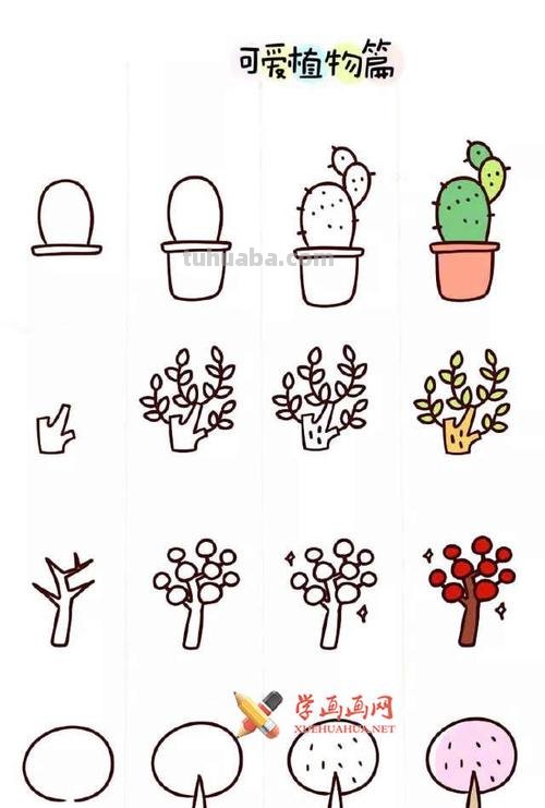 简笔画 - 9种植物简笔画，超简单，一学就会，还能教孩子认植物！