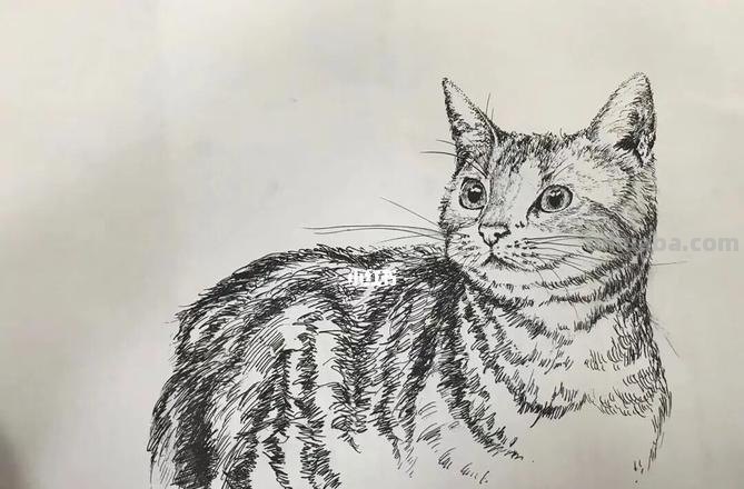 速写画一只可爱的小猫咪 教你画速写小动物 轻松上手