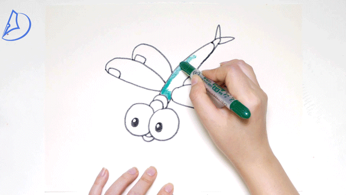 简笔画：一架小飞机，飞东又飞西，来去三五里，捉虫保田地