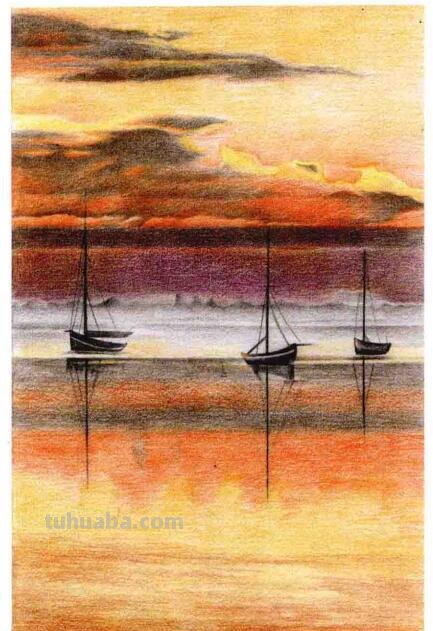 太阳怎么画彩铅写实 怎样用彩铅画有山又有水的画？