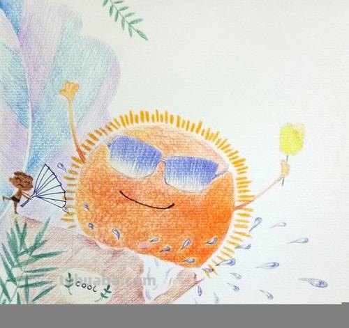 太阳怎么画彩铅写实 怎样用彩铅画有山又有水的画?