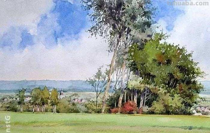 欧洲顶尖水彩 - 德国画家恩斯特·格里希尔唯美风景水彩画欣赏