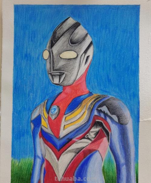 奥特曼怎么画彩铅上色 迪迦奥特曼全身怎么涂色？