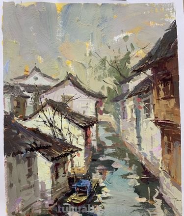 色彩风景古镇及色彩风景古镇临摹 