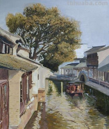 色彩风景古镇及色彩风景古镇临摹 