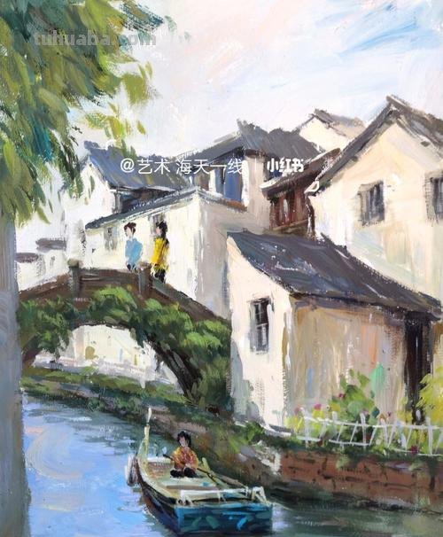 色彩风景古镇及色彩风景古镇临摹 