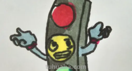 红绿灯下的场景怎么画