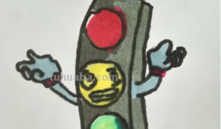 红绿灯下的场景怎么画