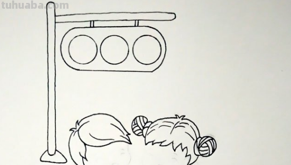 红绿灯下的场景怎么画