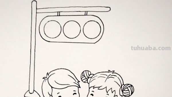 红绿灯下的场景怎么画