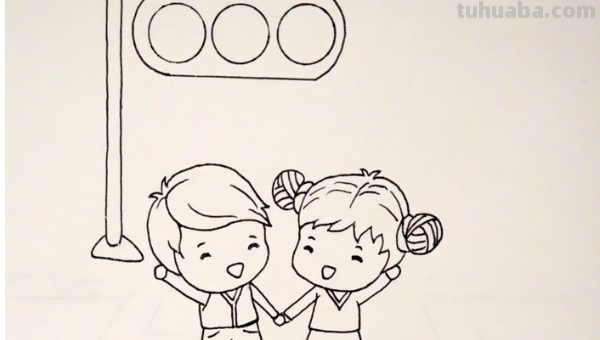红绿灯下的场景怎么画