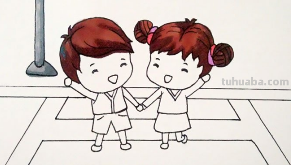 红绿灯下的场景怎么画