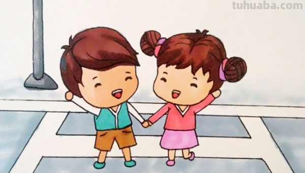 红绿灯下的场景怎么画