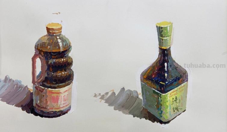 如何画出色彩酱油瓶的立体感 
