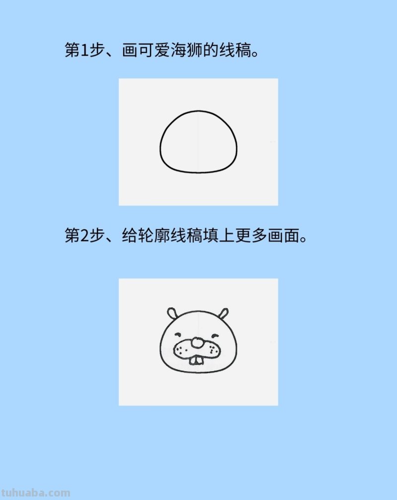 简单漂亮美术可爱简笔画海狮