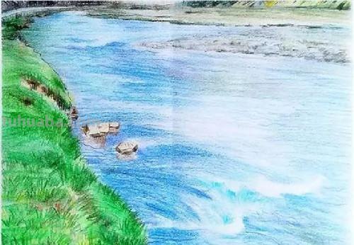 青山怎么画彩铅教程 怎样用彩铅画有山又有水的画？