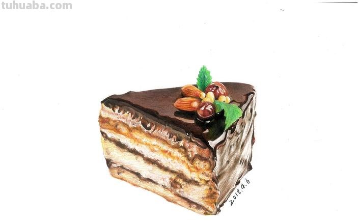 彩铅巧克力饼干怎么画 如何用彩色铅笔画巧克力蛋糕？