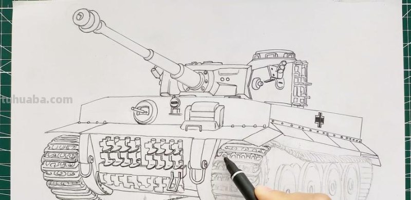 坦克简笔画 虎式重坦简笔画