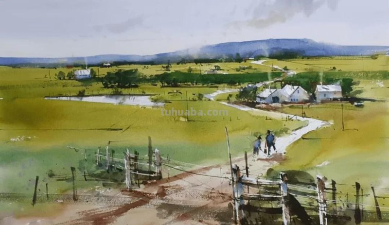 漫步小镇风光 - 巴西画家安东尼奥·贾科明风景水彩画作品欣赏