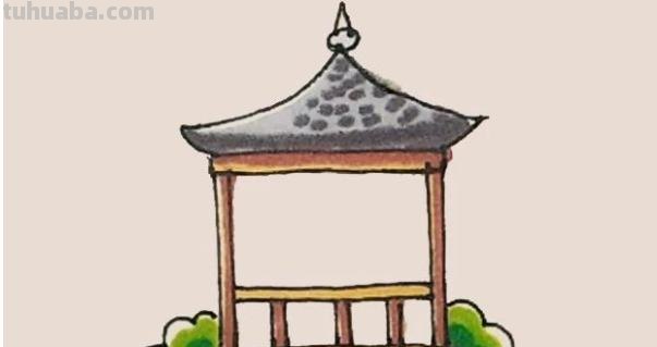 彩铅亭子怎么画简单 初学者彩铅画步骤？