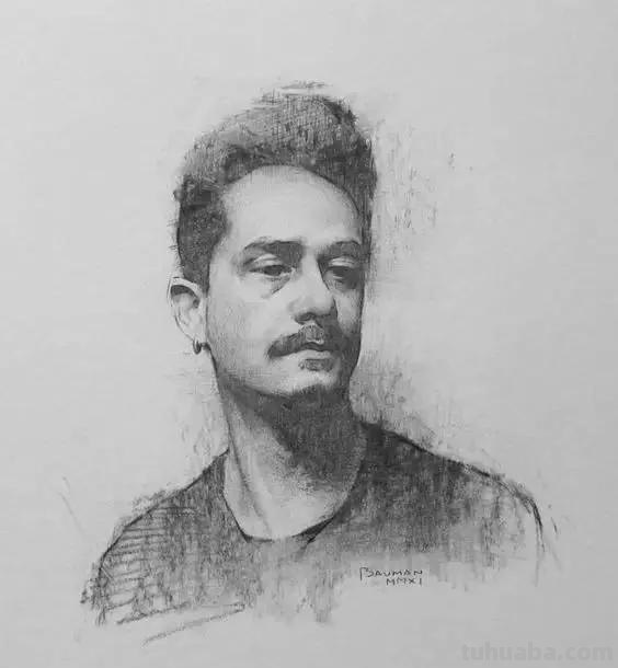 不张扬却很耐看的肖像素描-当代画家Bauman作品集