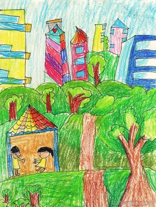 如何画照片色彩一片绿的画作 