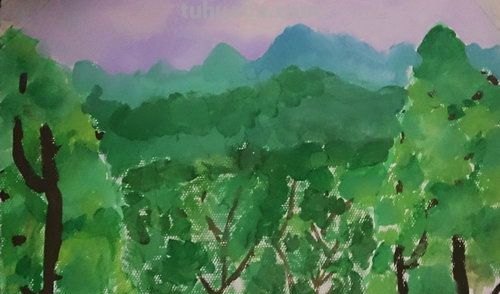 如何画照片色彩一片绿的画作