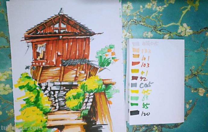 色彩风景速写及色彩风景速写马克笔 