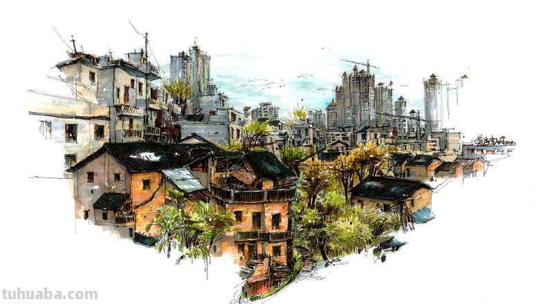 色彩风景速写及色彩风景速写马克笔 