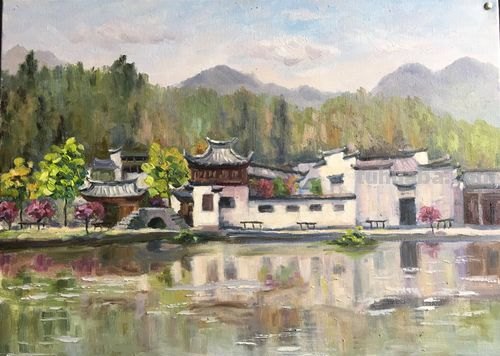 【色彩风景宏村：湖面上的绚丽画卷】 