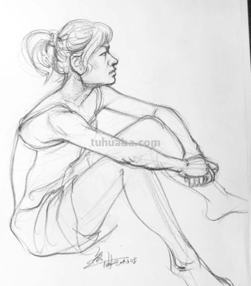 速写侧转身 侧面速写人物的点评？