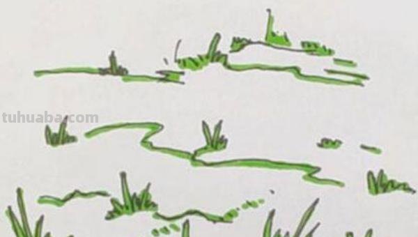 简笔画草丛怎么画 用水彩笔怎么把草丛涂出层次感