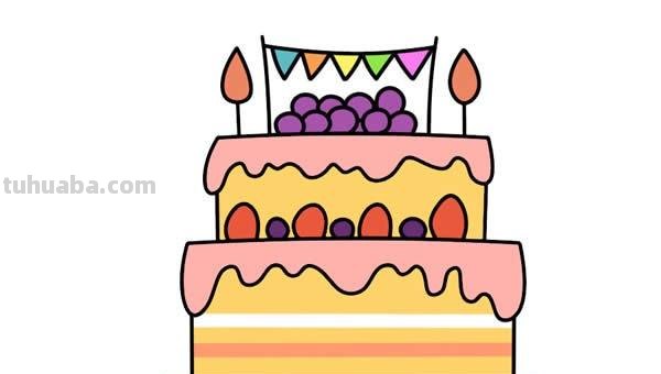 漂亮的蛋糕简笔画 漂亮的蛋糕简笔画彩色 漂亮