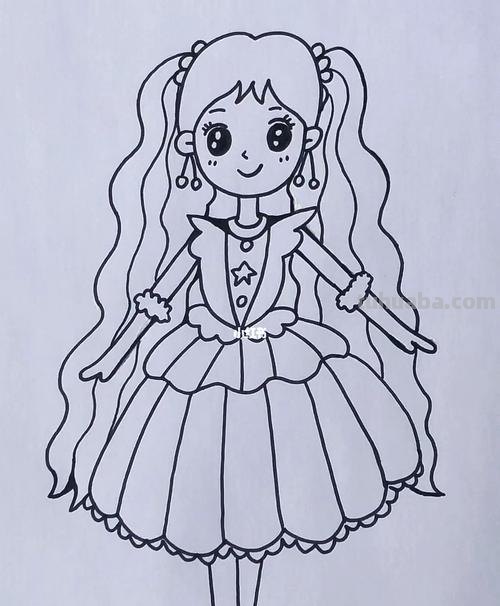 公主简笔画怎么画 简笔画之小公主的画法?