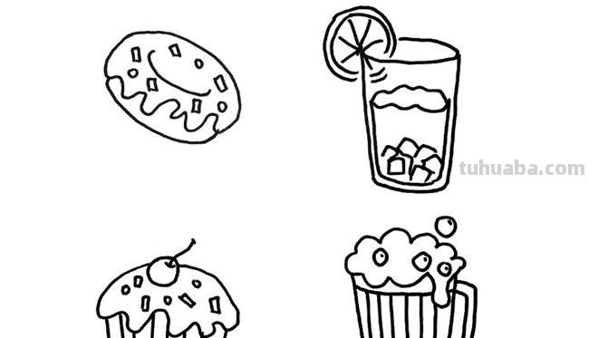 每天学一幅简笔画-卡通食物/甜品简笔画图片大全